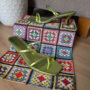 NEW Faryl by Farylrobin "Aria" Green Strappy Square-Toed Heeled Sandal - Size 12